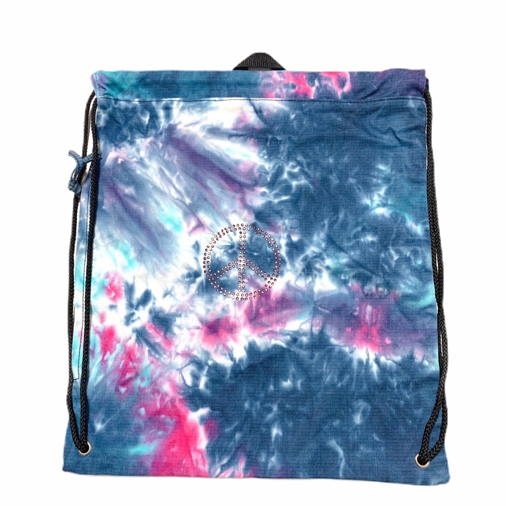 Tie-Dye Printed Drawstring Backpack Infinity Logo